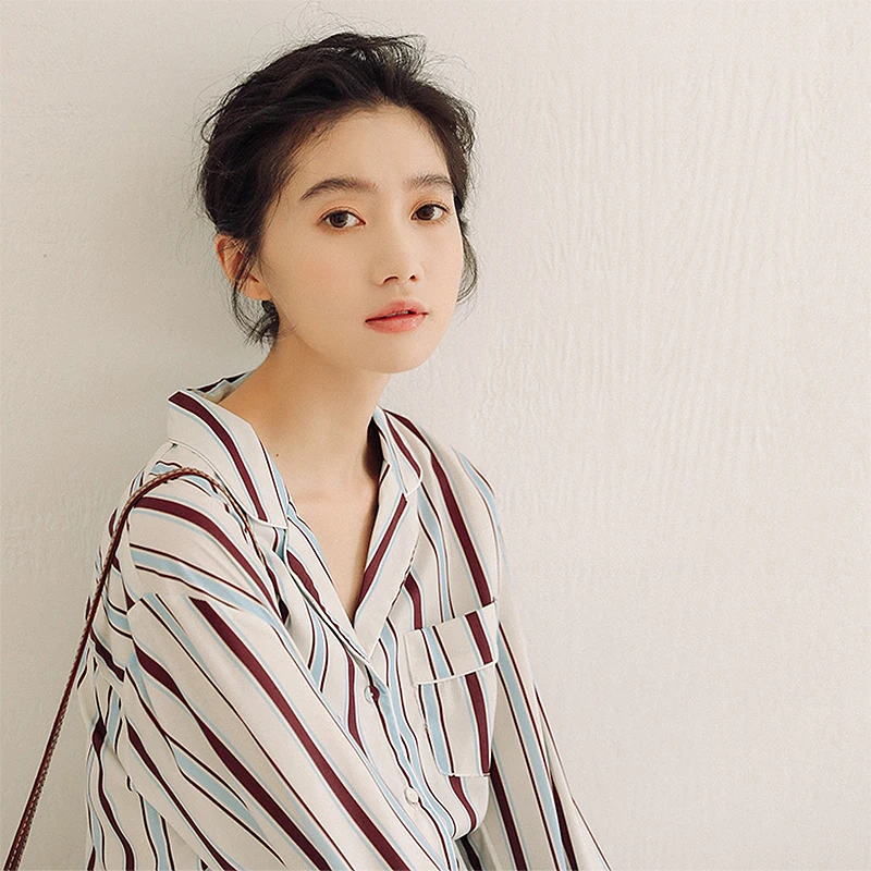 

BETHQUENOY Poleras Mujer Striped Shirts Women Clothing Bluzki Damskie Chiffon Blouses Chemise Femme 2021 Chic Spring Ladies Tops