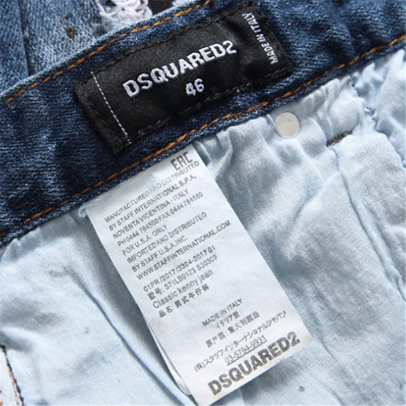 

dsq jeans European Italy Style jeans Brand Men slim jeans pants mens denim trousers zipper blue hole Pencil Pants jeans for men