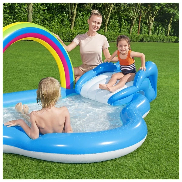 Детский бассейн BestWay Rainbow glitter 257x145x91cm 53092 BW для семьи Портативная отдельная карповая страна дом бассейны Плавательные портативные ванны.