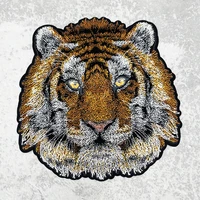 domineering tiger head toothbrush embroidery patches iron on sticker applique clothing jacket coat diy animal accessories