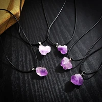 crystal stone pendant necklace natural amethyst stone cluster gravel lavender amethyst clavicle chain female 5 packs