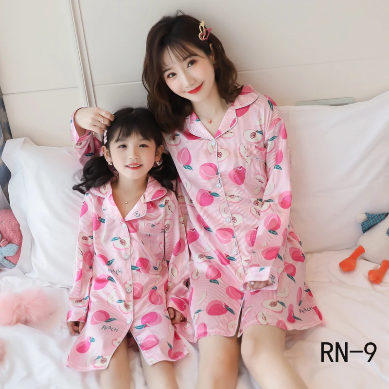 Ночная рубашка с длинными рукавами для девочек Весенняя Повседневная Одинаковая