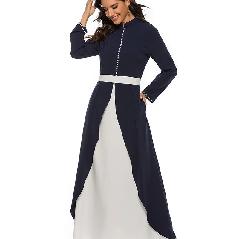 Мусульманская шапка Средний Восток строченное платье контрастных цветов с бисером модная длинная юбка