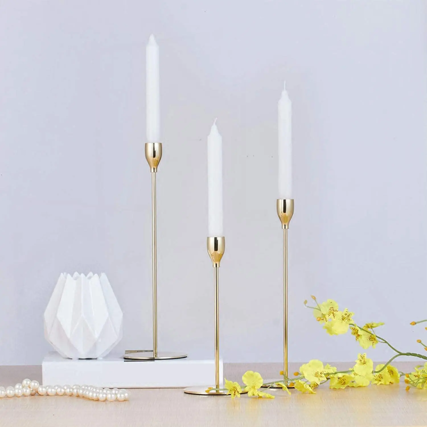 

3Pcs/Set Metal Candle Holders Simple Golden Wedding Decoration Bar Party Living Room Decor Home Decor Candlestic