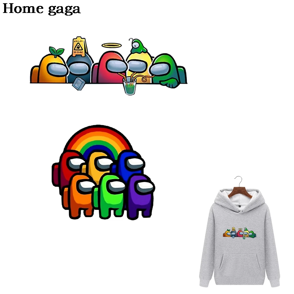 

DB068 Homegaga Hot Game Robot Patch Iron On Transfers For Clothes Heat Transfers Cute Stickers On Kids Clothes Stripes