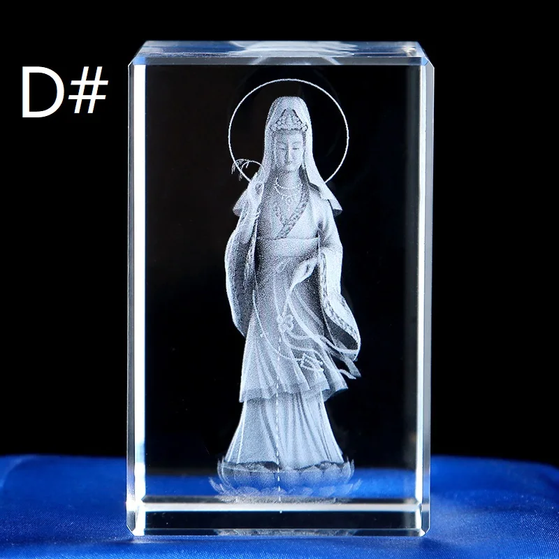 

Tathagata Buddha Shakyamuni Guanyin Bodhisattva Transparent Crystal Glass 3D Carved Crafts Glass Ornaments Figurines Home Decor