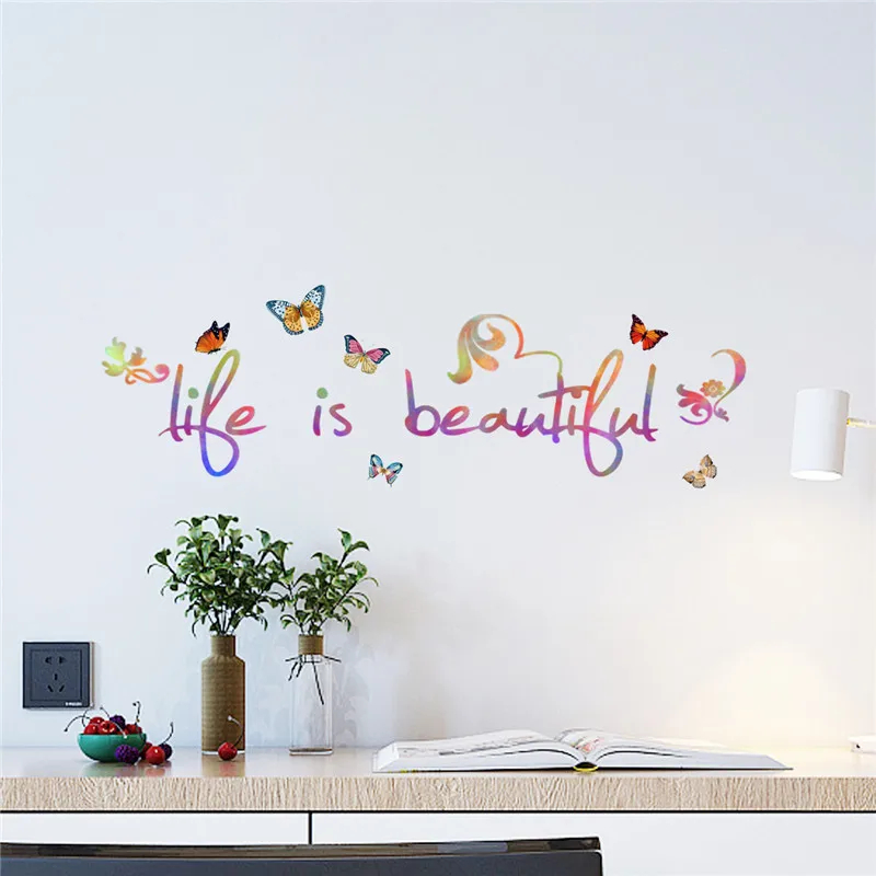 Жизнь-это красивая бабочка вдохновляющие Наклейка на стену с цитатами винил