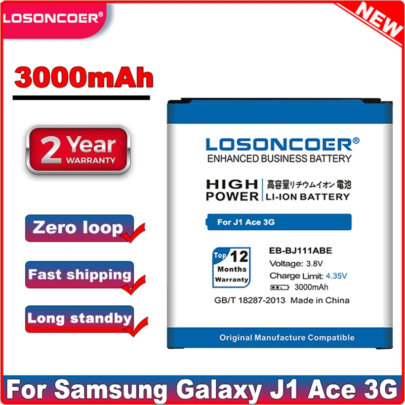 Аккумулятор LOSONCOER 3000 мАч для Samsung Galaxy J1 Ace 3G Duos J111F|battery for samsung|battery forbattery samsung galaxy |