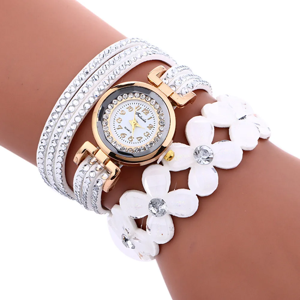 Модные женские часы разных цветов с бриллиантами цельный кожаный браслет в форме