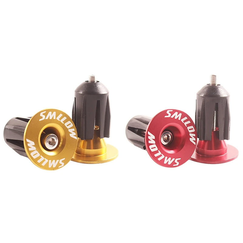 SMLLOW 4 шт. Велосипедная ручка Рулевой штырь Универсальные колпачки для горного, шоссейного и складного велосипеда, красный и золотой.