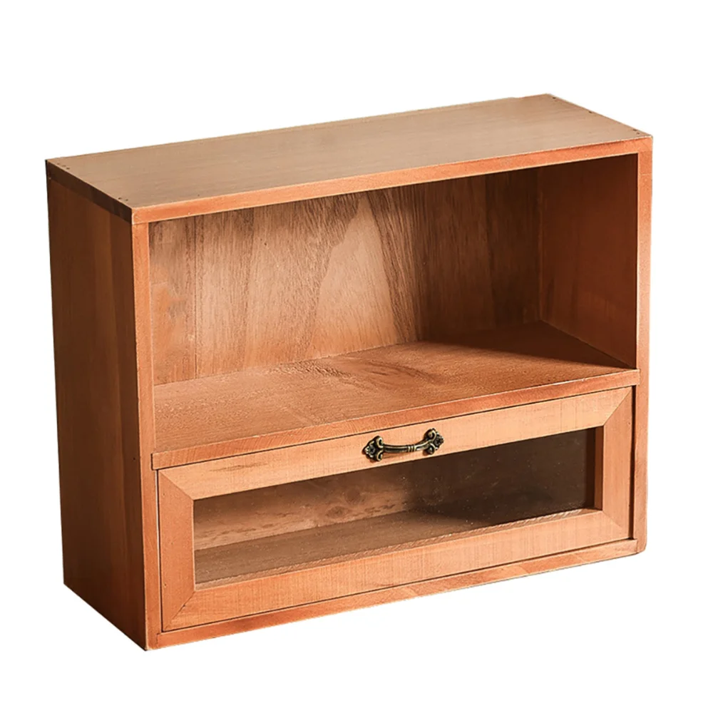 

1Pc Wooden Storage Box Vintage Storage Organizer Cosmetic Storage Cabinet