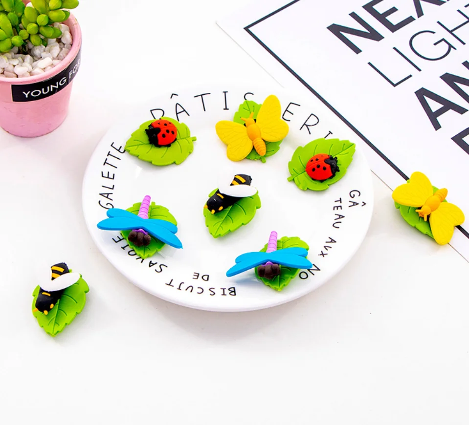 4 шт. набор ластиков 3d Милые насекомые buttefly Стрекоза Божья коровка Пчела