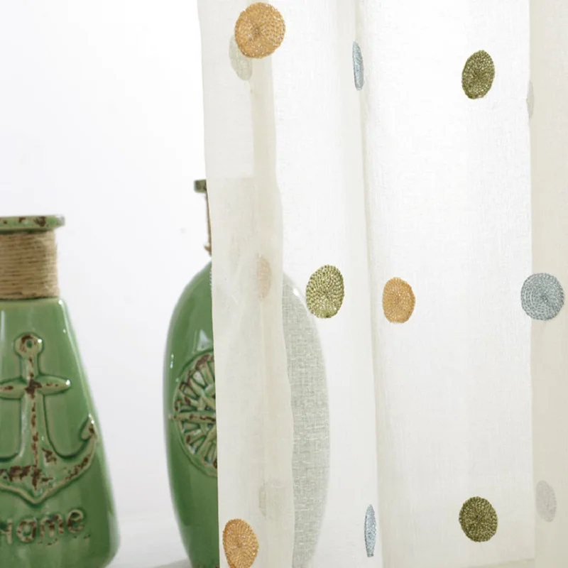 Круглая вышитая прозрачная занавеска тюлевые шторы в Корейском стиле для