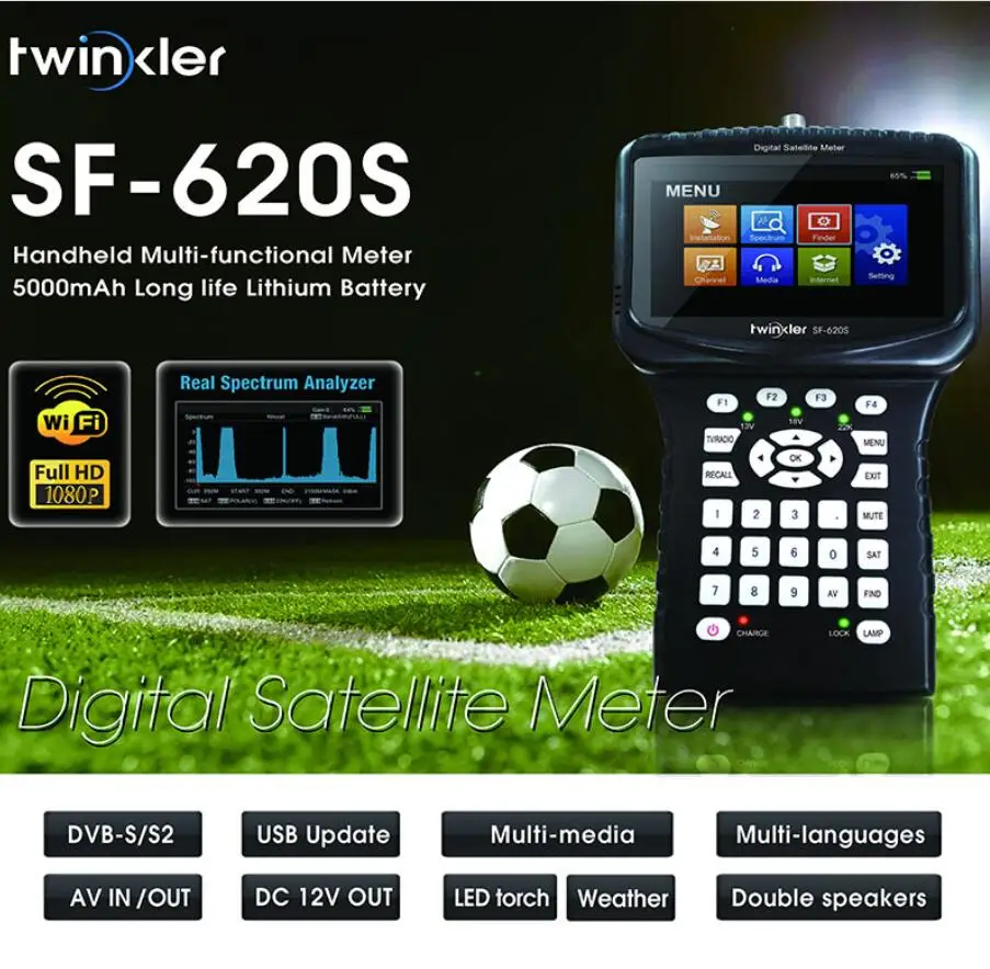 Twinkler SF-620S DVB-S2 спутниковый искатель с 4,3 дюймовым ЖК-экраном спектр WiFi CS анализатор монитор камеры cctv Satfinder