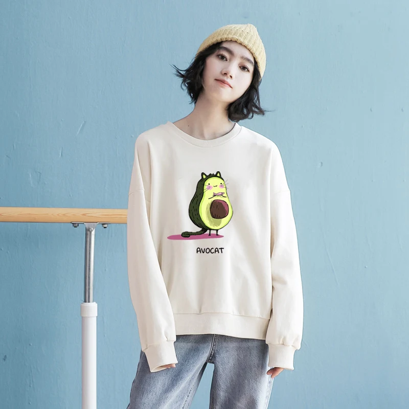 Авокадо Харадзюку толстовки Розовая Одежда Женская негабаритная Толстовка Kawaii
