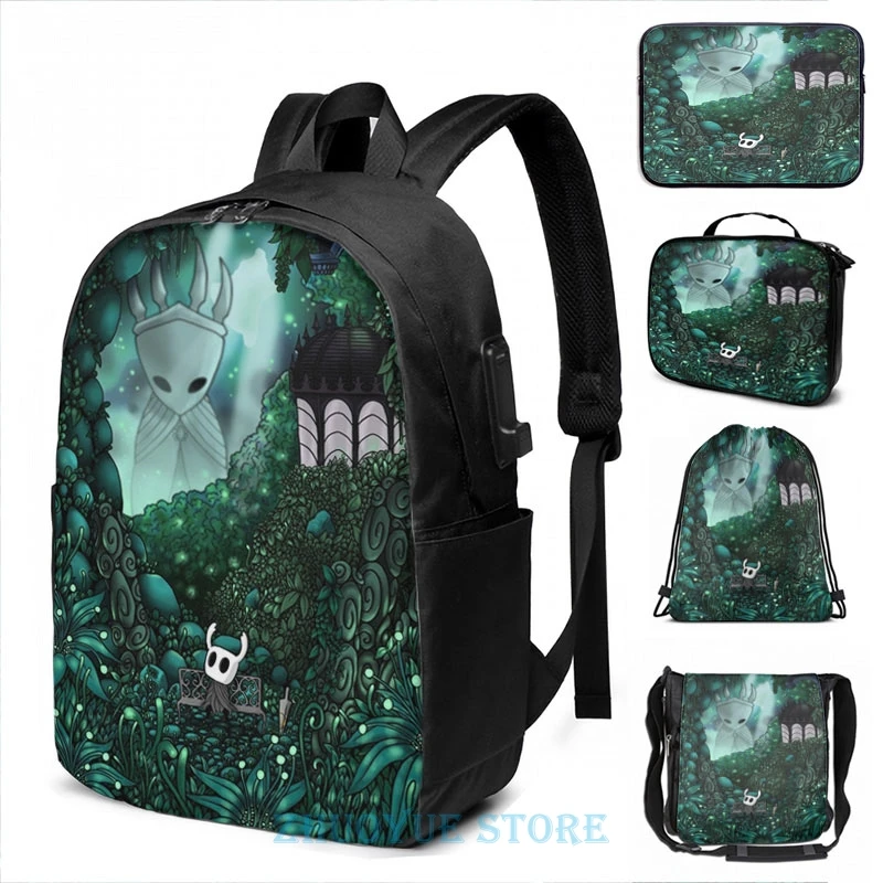 Забавный рюкзак с графическим принтом потерянный маленький призрак USB зарядкой