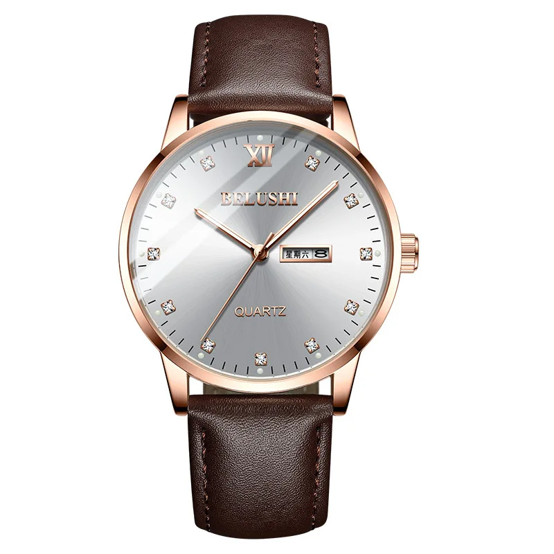 Новые Модные Роскошные мужские часы из нержавеющей стали с отображением недели