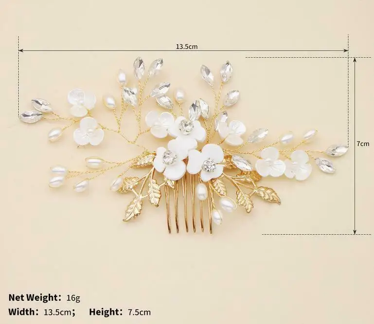 

Fashion Hair Comb Dish Flowers Pattern Bride Crystal Pearl Headwear Headbands For Women Girls Accessories Head Wrap
