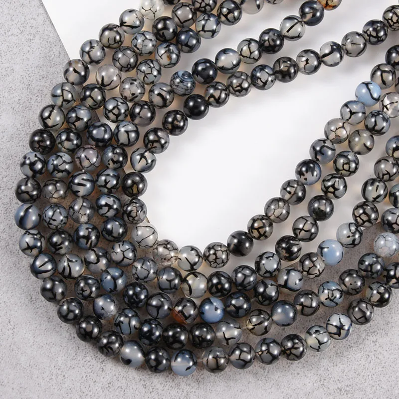 

Natural Agates Round Stone Bead Agates Loose Beads for Jewelry Making DIY Necklace 4-12mm 15"
