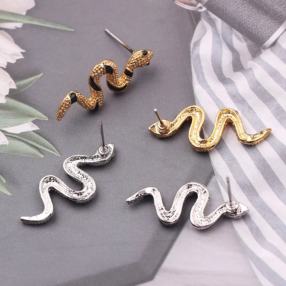 Bijoux преувеличенные кривые ползать Змея серьги для женщин золото и серебро цвета серьги-гвоздики модные очаровательные Панк ювелирные изделия леди красивый подарок