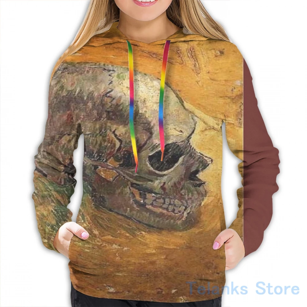 Женская Повседневная Толстовка с принтом черепа Ван Гога |