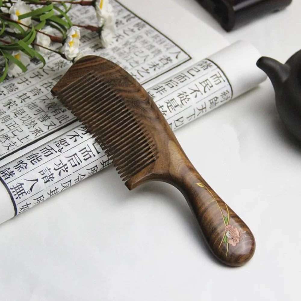 

1pc Natural Sandalwood Precious Precious Wood Comb Close Teeth Anti-static Head Massage Hair Care Tool