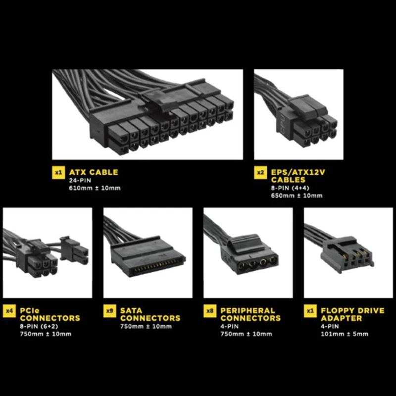 Новый блок питания для Corsair Brand ATX полный модуль 80plus бесшумный золотистого цвета 750