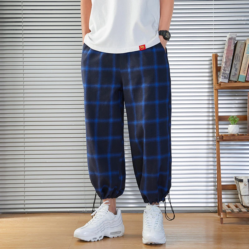 Мужские тренировочные брюки клетчатые уличные джоггеры мужские хлопковые