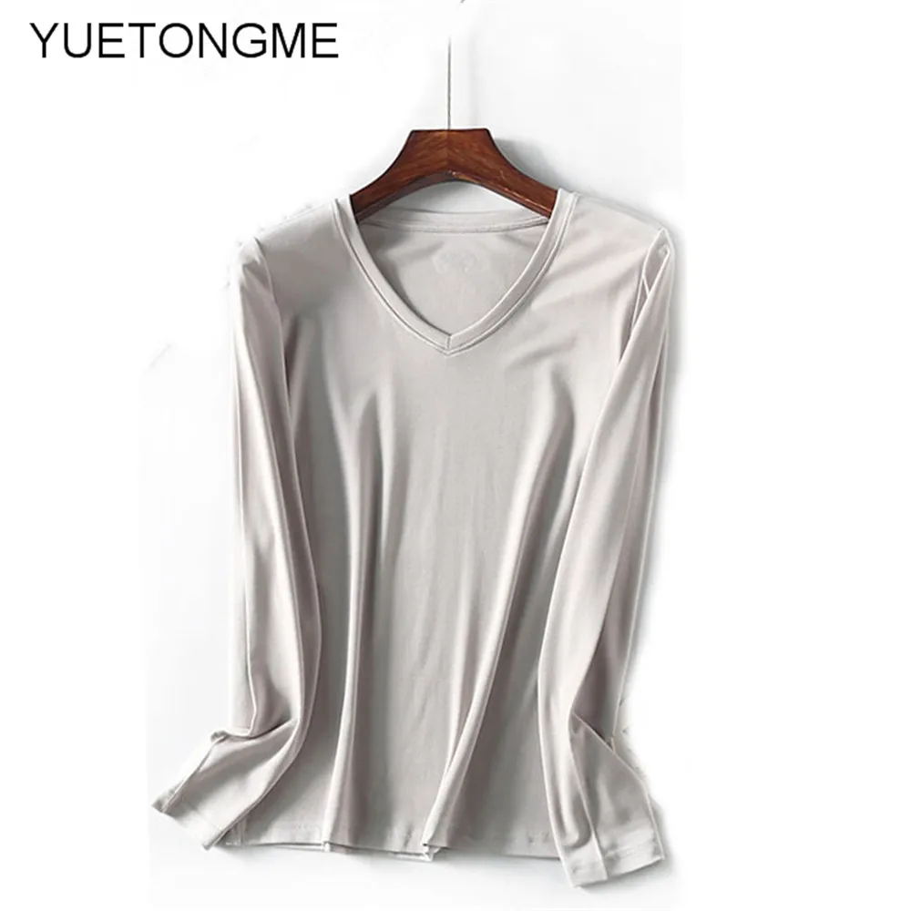 Рубашка женская 2020 Женская Однотонная футболка из модала Повседневный Топ с