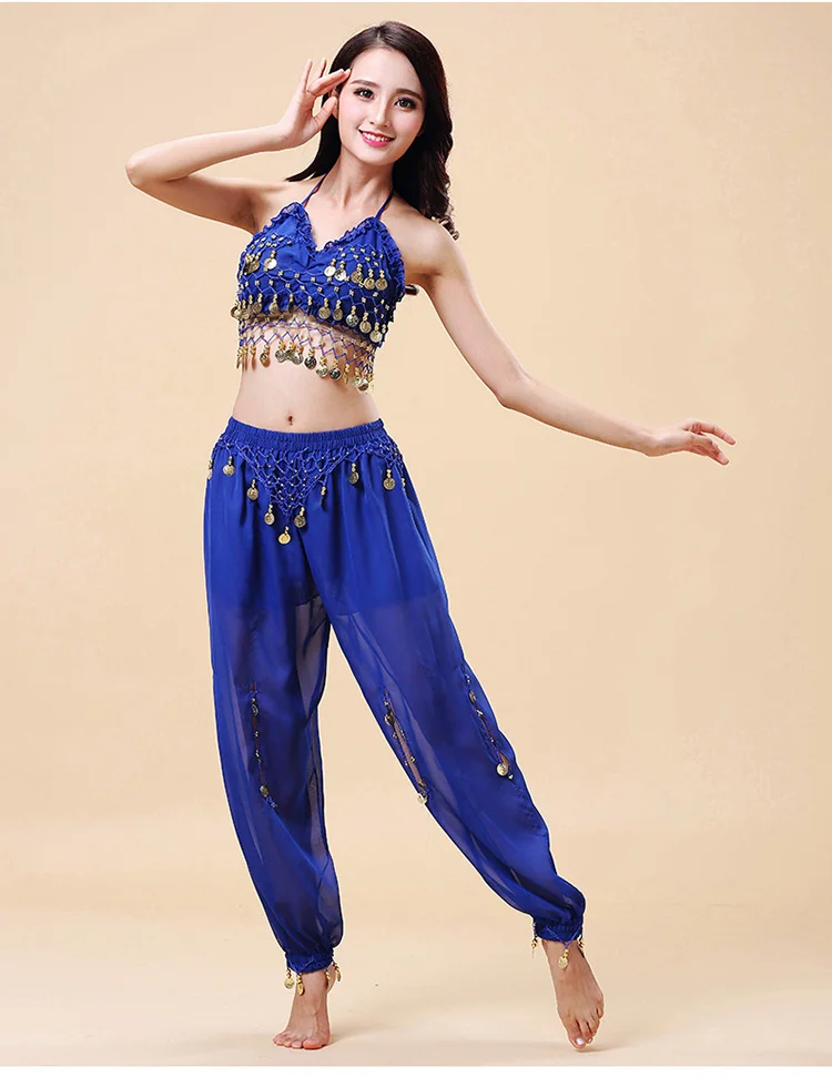 Костюм для танца живота женский с монетками сексуальный Индийские танцы |