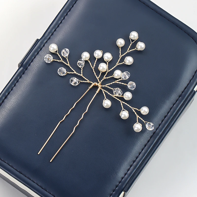 Свадебные Заколки Для Волос золотого и серебряного цвета с кристаллами жемчугом