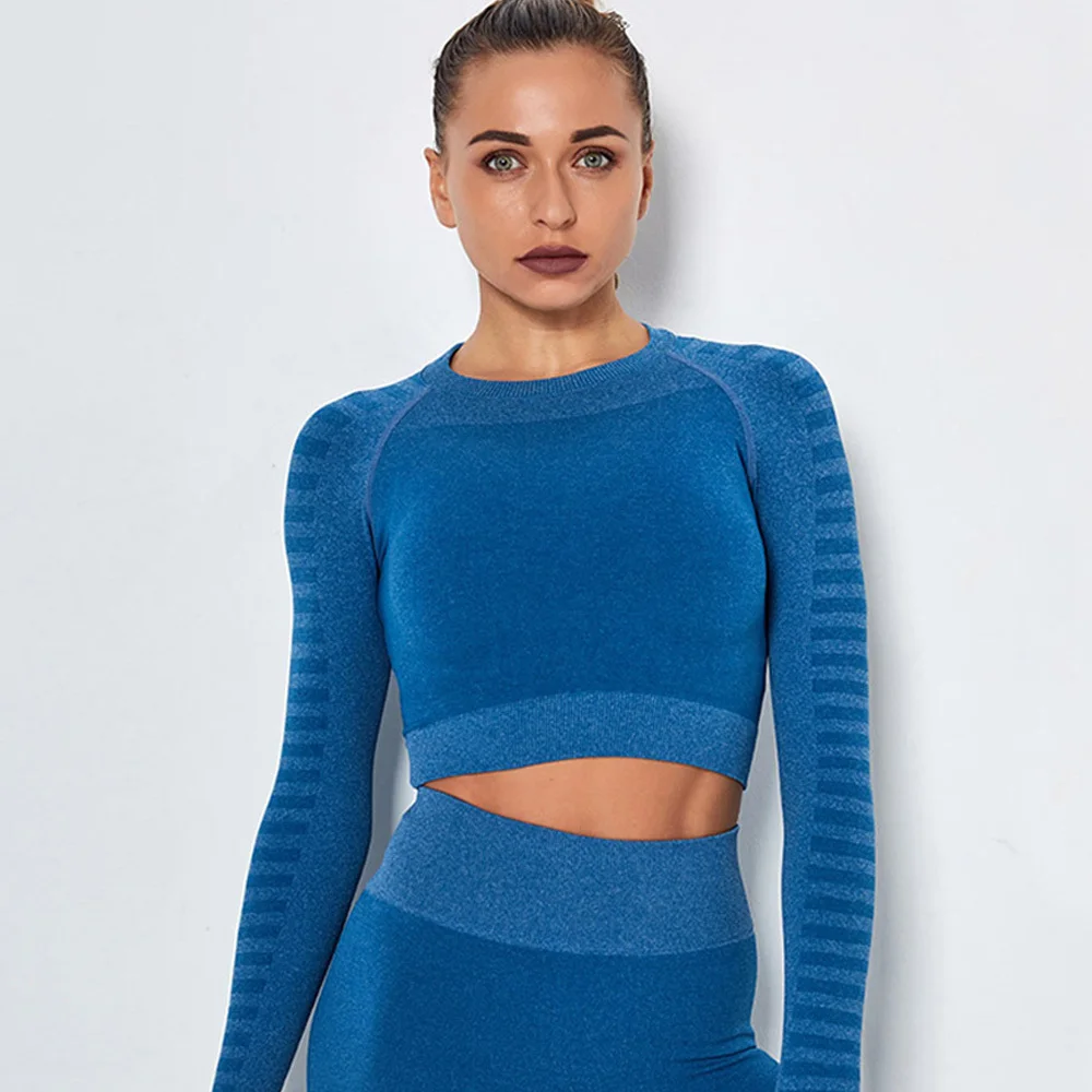 

Топ женский бесшовный с длинным рукавом для занятий йогой