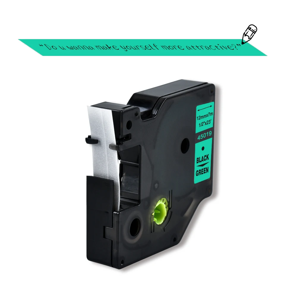 Label World 45019 Compatible Dymo manager 12mm D1 black on green Maker Tape PNP 3 pack | Компьютеры и офис
