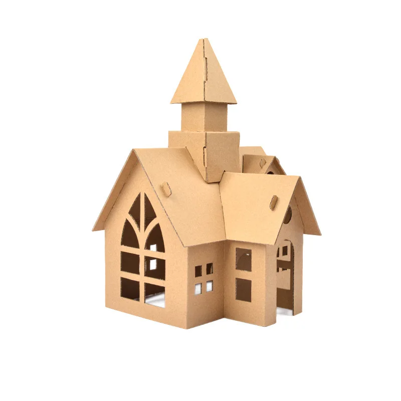 3d kindergarten gift christmas village house decorations children handmade diy material package luminous homemade hut christmas free global shipping