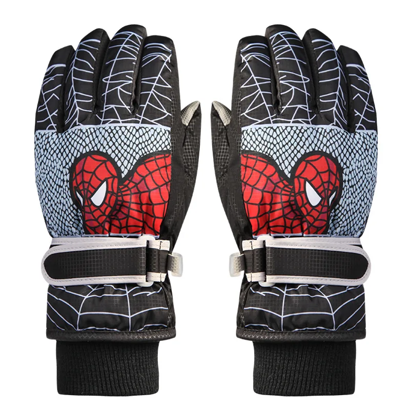 Лыжные перчатки спайдермена теплые водонепроницаемые милые Мультяшные