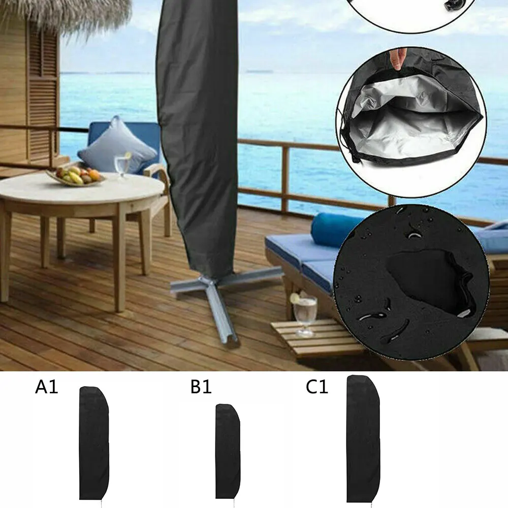 

280cm Banana Shape Sun Umbrella Cover Black Waterproof Oxford Cloth Umbrella Large Cover Rain Cover Accessories