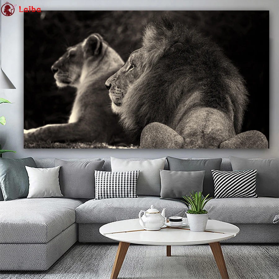 

diy Diamond Painting African animals, lions 5D diamond mosaic full square drill diamond cross stitch picture home decor