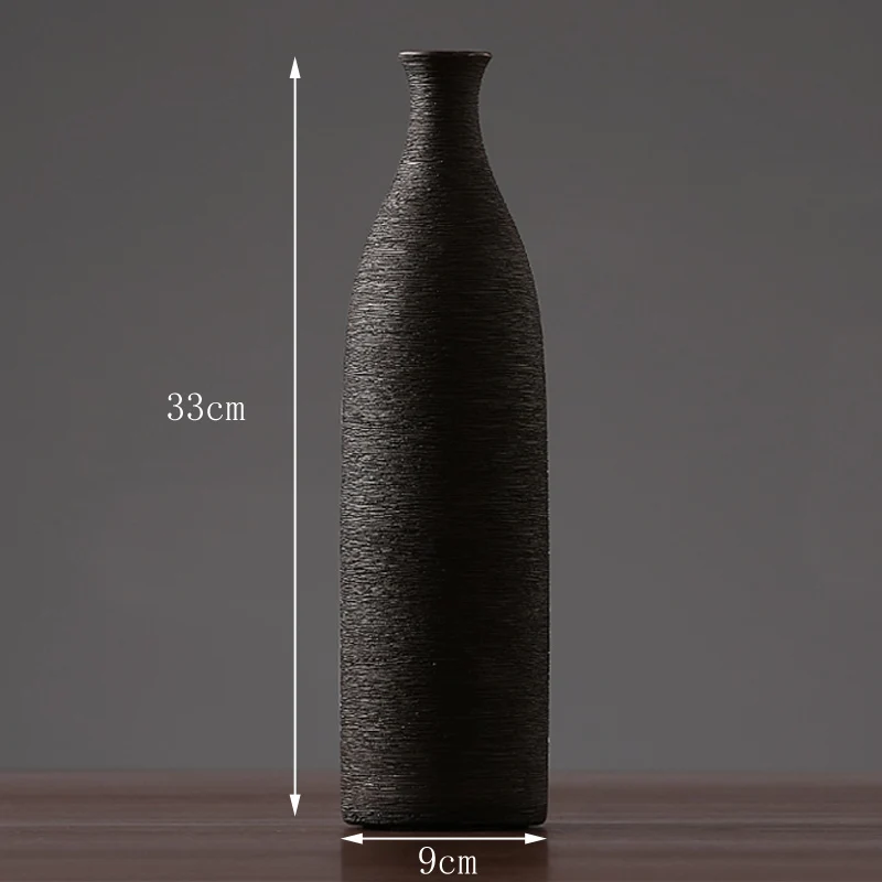 black 9x33cm Скандинавская сушеная керамическая ваза для цветов высокого качества Настольный художественный декоративный контейнер для гостиной домашний свадебный Декор вазы - Цвет: black 9x33cm