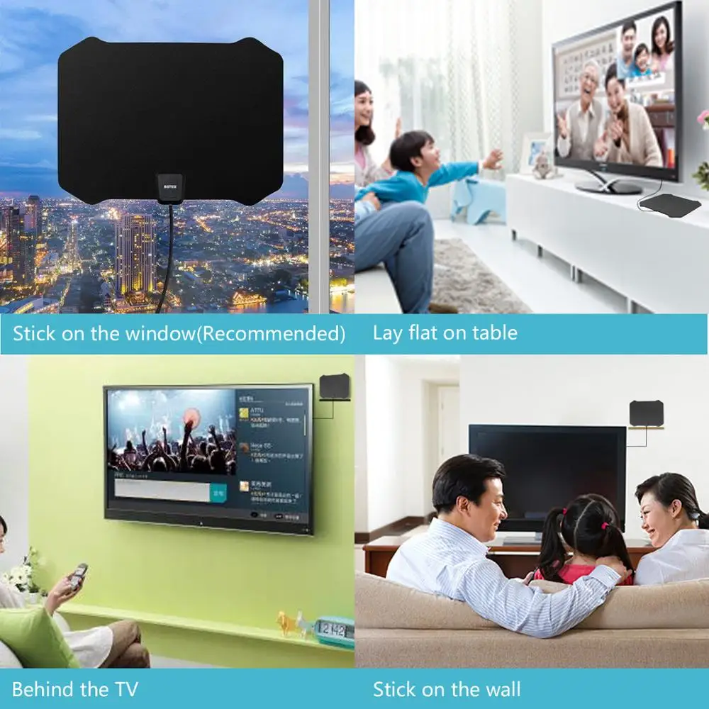 Антенны радиус DVB T/T2 комнатная 4K HD цифровая ТВ антенна + усилитель сигнала УКВ/УВЧ
