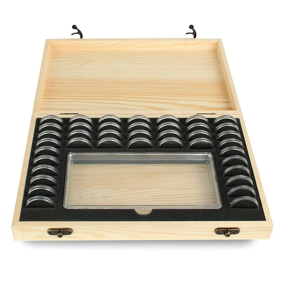 

40pcs Coin Storage Box Adjustable Antioxidative Wooden Commemorative Coin Collection Box Case Adjustment Function