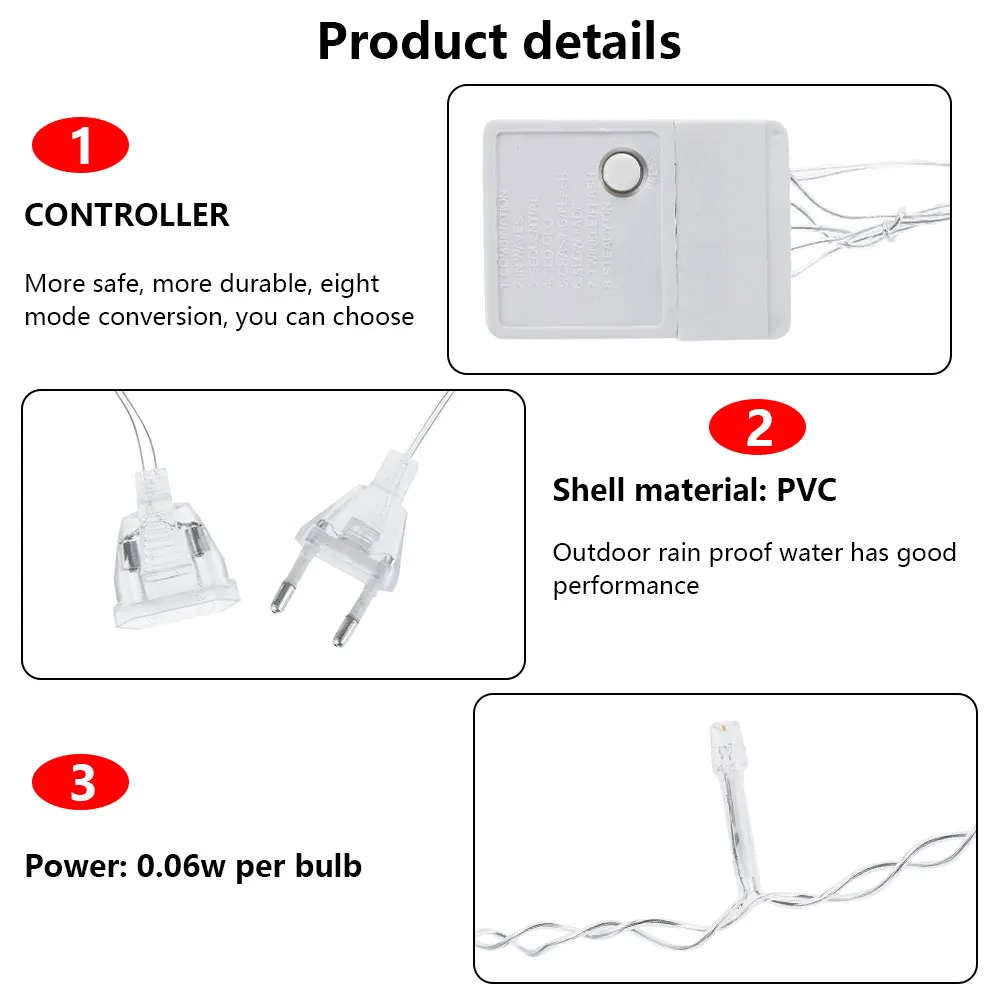 

5M Christmas Garland LED Curtain Icicle String Lights Droop 0.6-0.8m AC220V Garden Street Outdoor Decorative Holiday Fairy Light