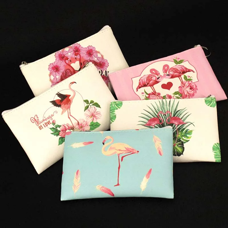 

New Flamingo PU Leather Coin Purses Women Small Wallets Ladies Mini Clutch Change Purse Child Girl Zipper pouch card bags