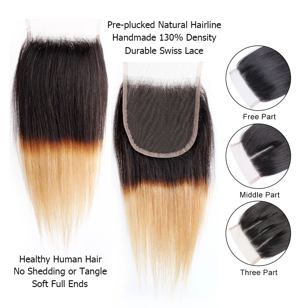 BOBBI 1B 27 эффектом деграде (переход от темного к Мёд светлые прямые 4 пряди с