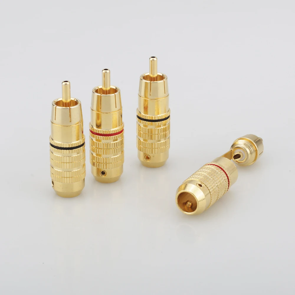 4 шт Audiocrast R009 латунный позолоченный RCA Штекерный адаптер паяльный Аудио Видео