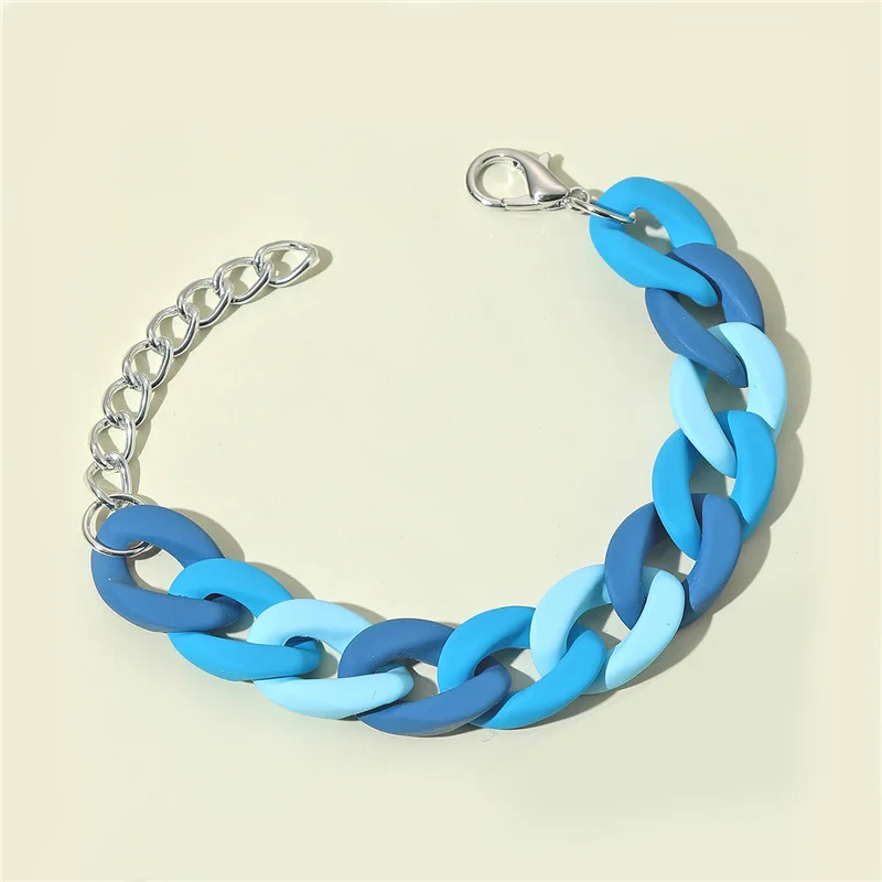 

Candy Color Bracelets Personality Acrylic Long Chain Statement Rainbow Geometric Cool Jewelry for Women Anime Bracelets