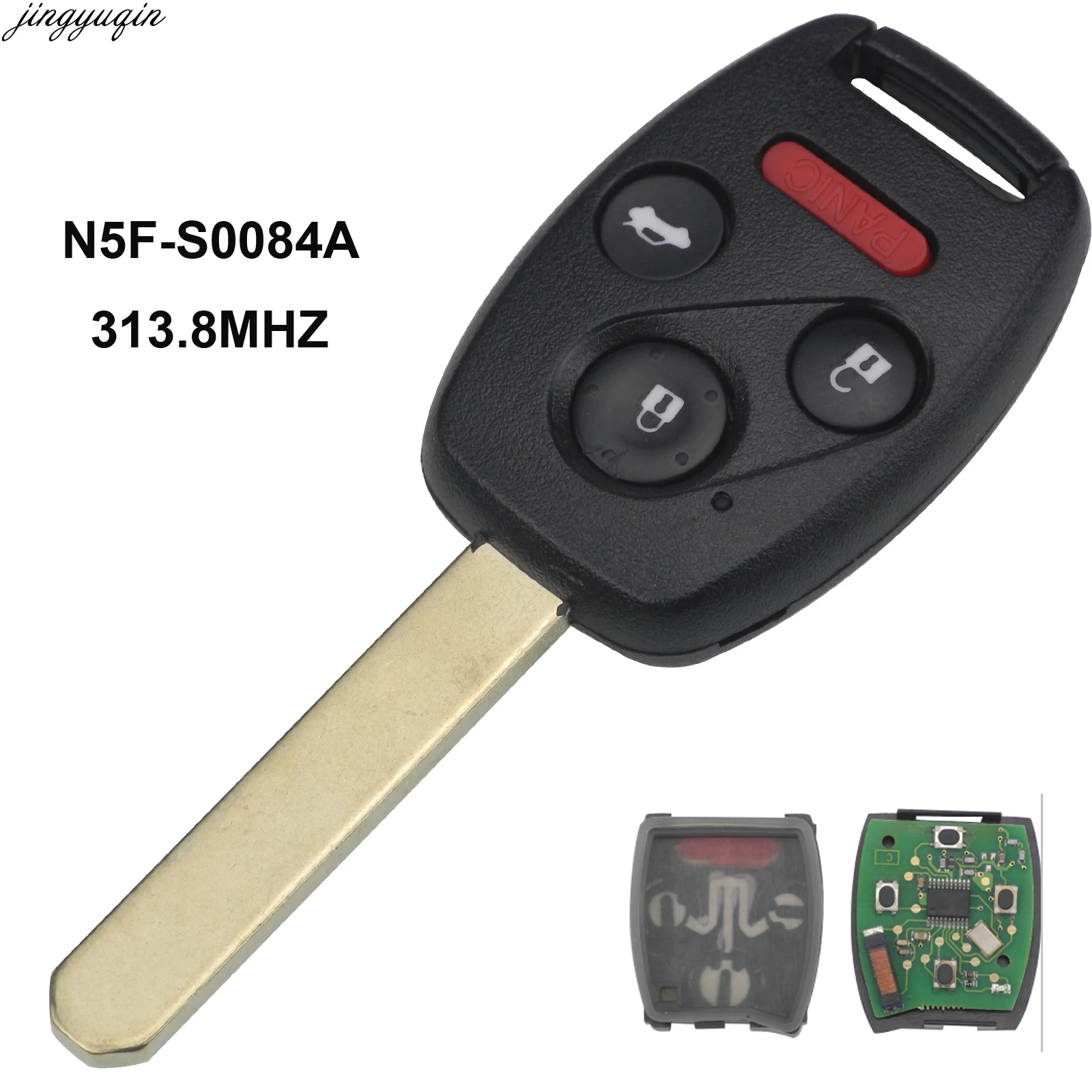 

jingyuqin 313.8Mhz ID46 (7961) Chip Remote Car Key For Honda Civic 2006-2011 For Honda N5F-S0084A