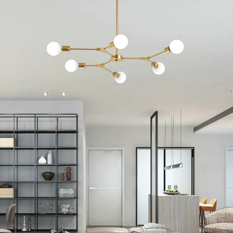 

LukLoy Nordic Creative Chandelier Living Room Simple Branch Chandelier Changeable Shape Modern Lightgs Bedroom Gold Chandeliers