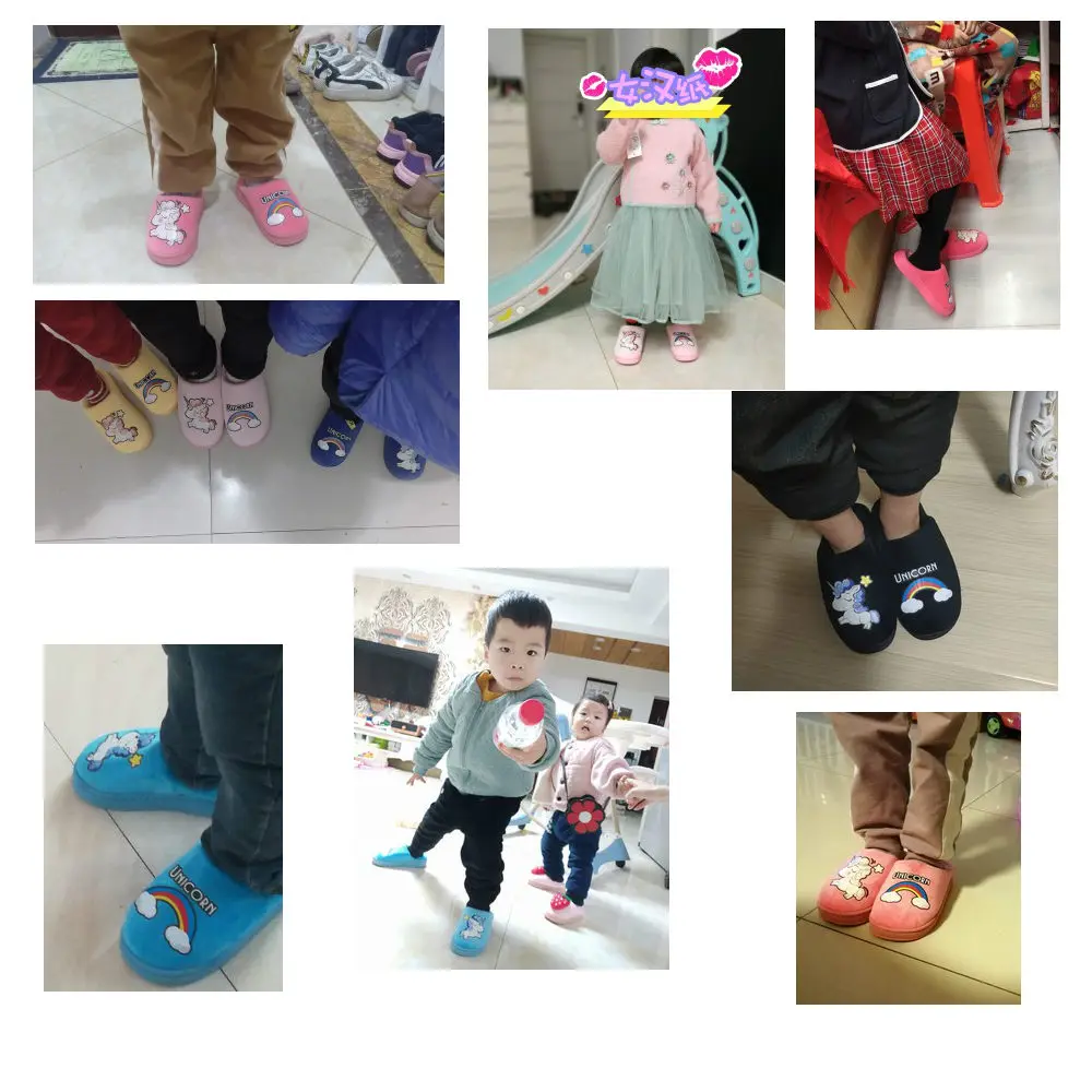 Мини Зимние детские тапочки с единорогом домашняя обувь для мальчиков и девочек