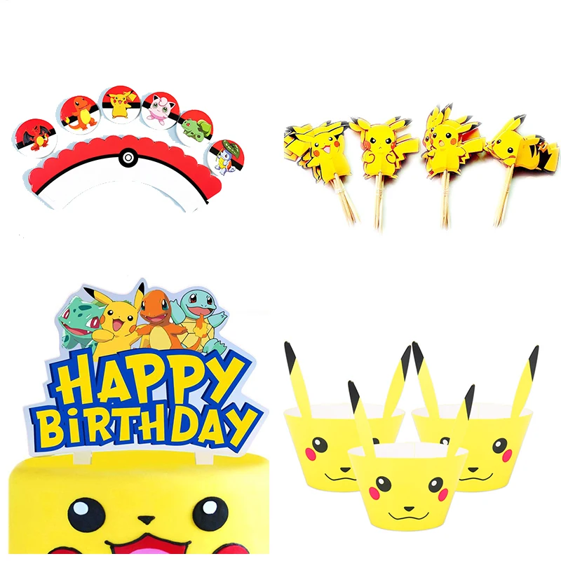 Пикачу Покемон раньше для вечеринки кекс окружающая детская граница десерты