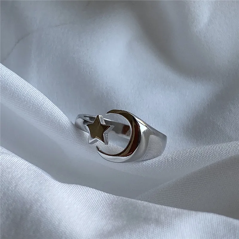 Кольцо женское из серебра 100% пробы с Луной и звездой YMR1012 | Украшения аксессуары